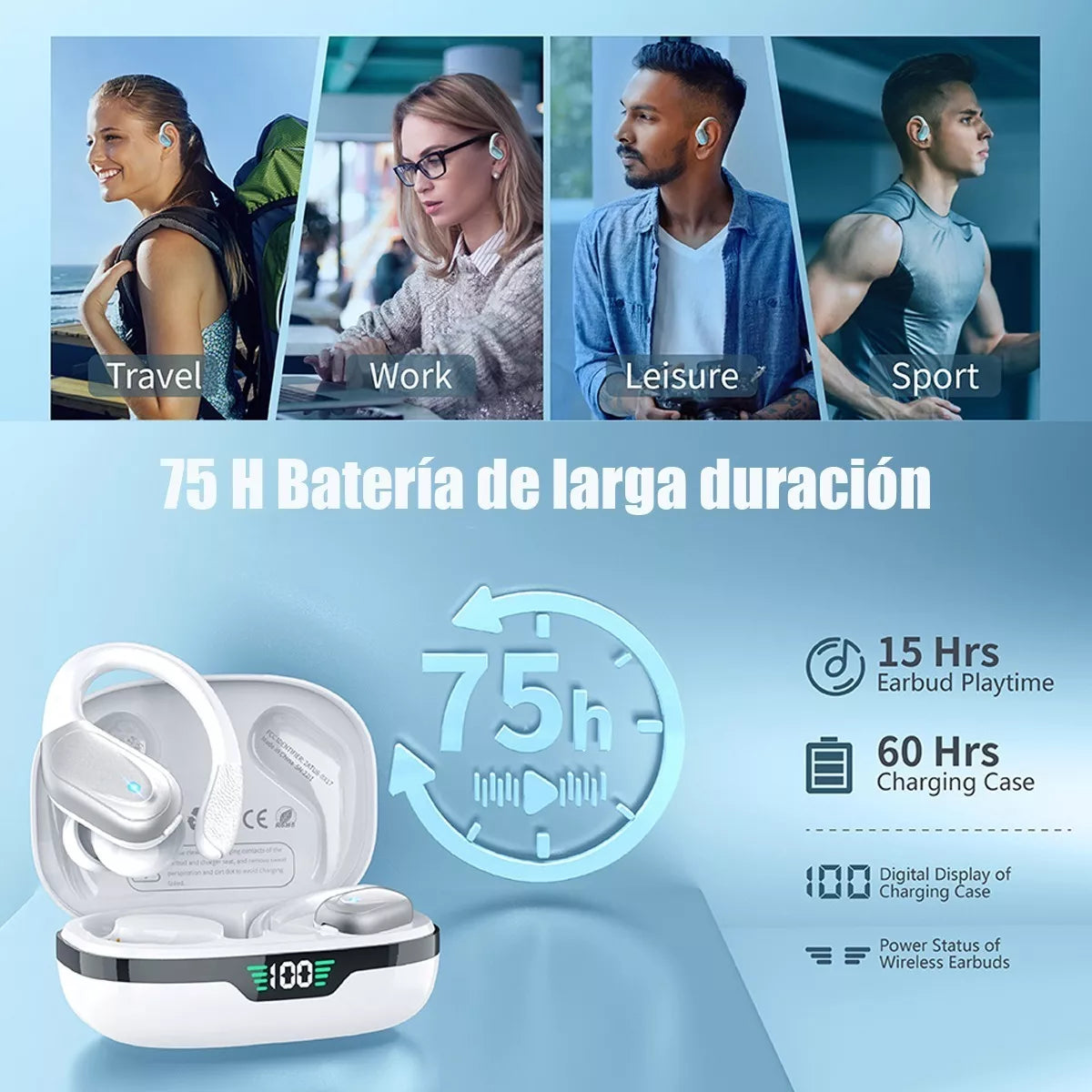 Auriculares Inalámbricos Deportivos Bluetooth Con Ganchos BX17