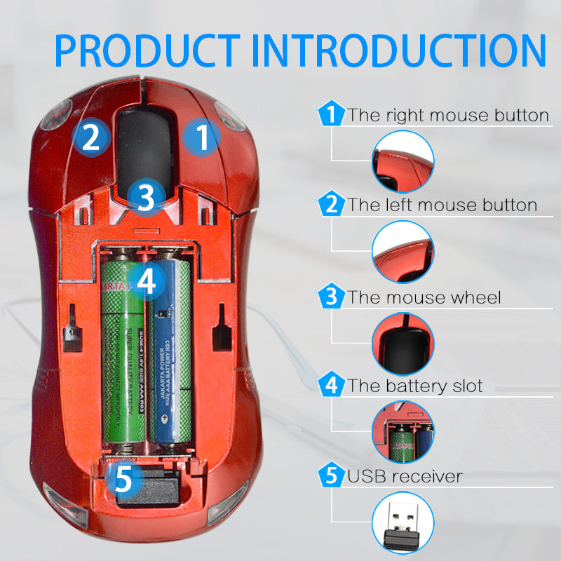 4uds/8uds Mouse Ratón Inalámbrico 2.4G Elementos Porsche Modelos de Coche Mayoreo