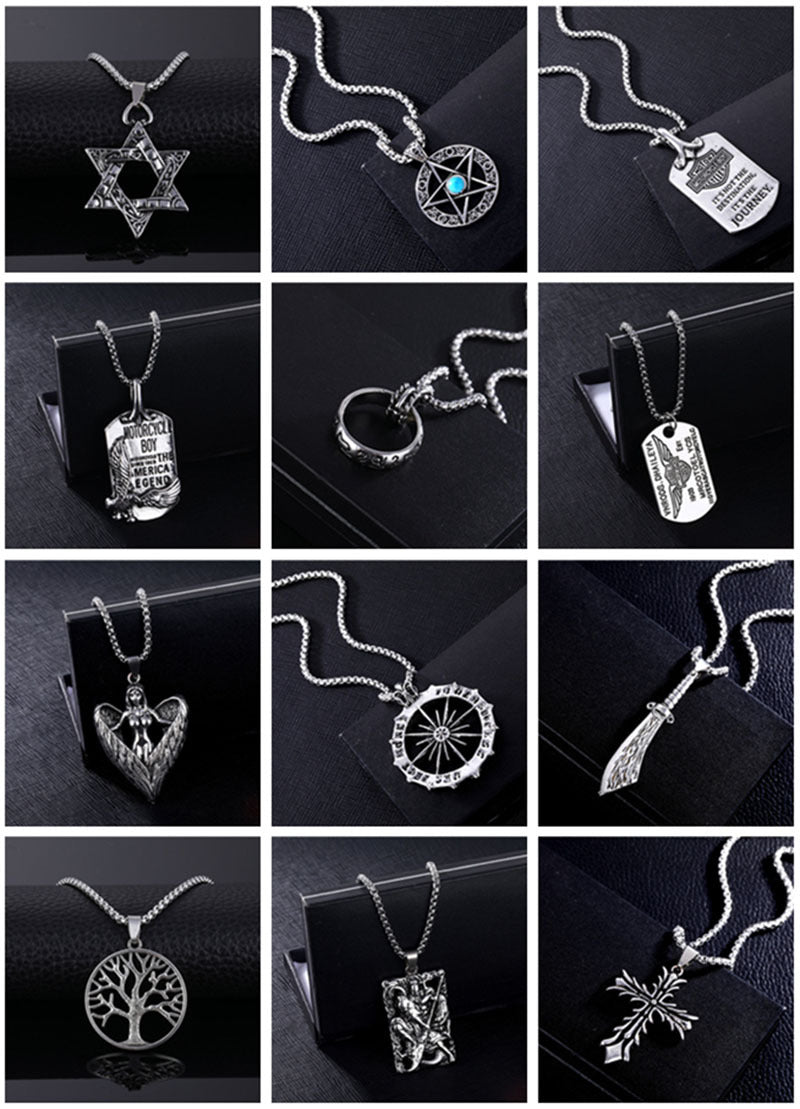 Silver Stainless Steel Hip-Hop Style Necklace, Personalization of pendants, Gifts, Stalls, Parties, Wholesale