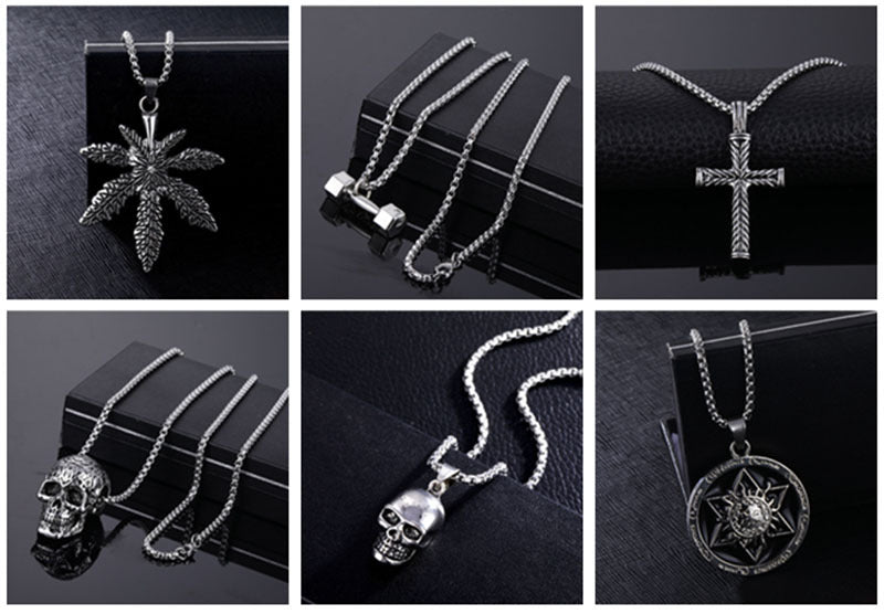 Silver Stainless Steel Hip-Hop Style Necklace, Personalization of pendants, Gifts, Stalls, Parties, Wholesale