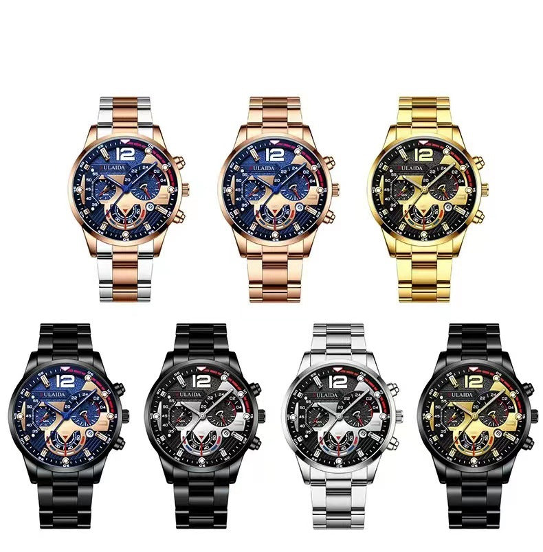 7piezas Relojes Hombre Automático Movimiento Cuarzo Regalo Mayoreo