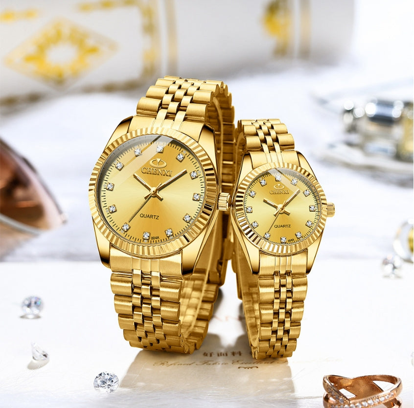 #8 Gold Watches for Couples Men Women Water Resistant Business Watches Celebration Gift