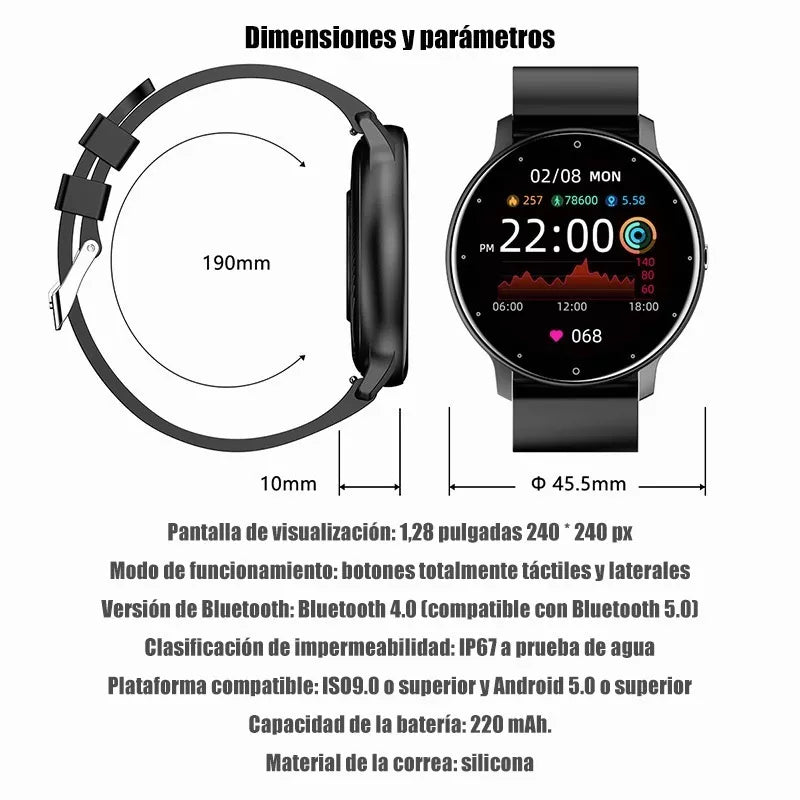 3piezas Smartwatch Zl02 1.28" Vigilancia De Salud Deportivo Mayoreo