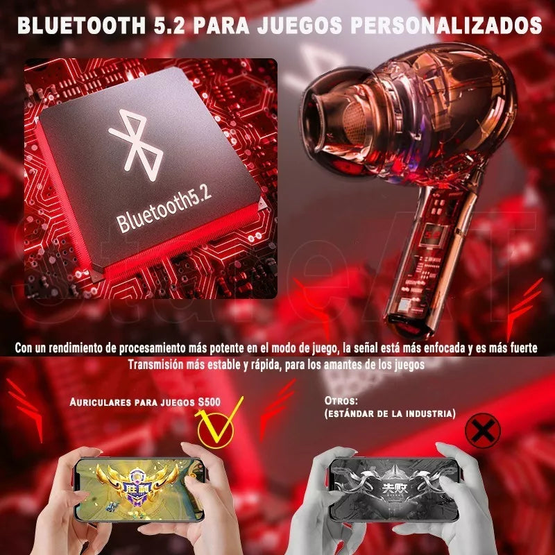 5piezas Audífonos Bluetooth S500 Gaming De Baja Latencia Estéreo Mayoreo