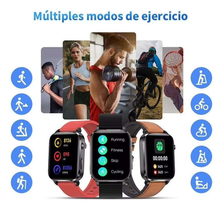 2uds Smartwatches F100 Reloj Inteligente Glucosa Ecg Salud Presión Arterial Hombre