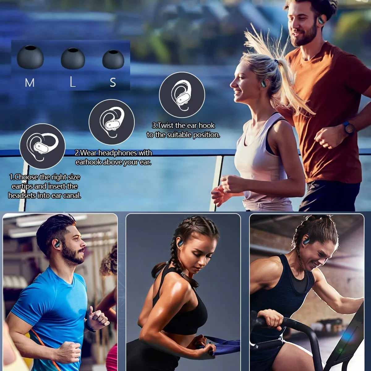 Auriculares Inalámbricos Deportivos Bluetooth Con Ganchos BX17