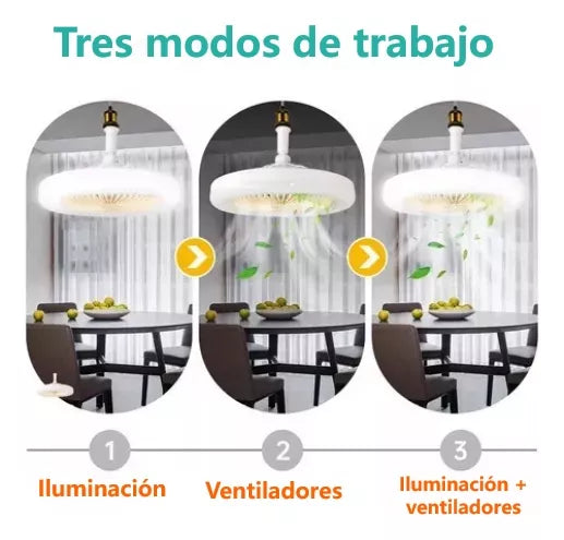 # 1 Ventiladores Lampara Inteligente Multifunción Luz Led 3 Tonos Foco Led De 30 W E27/e26