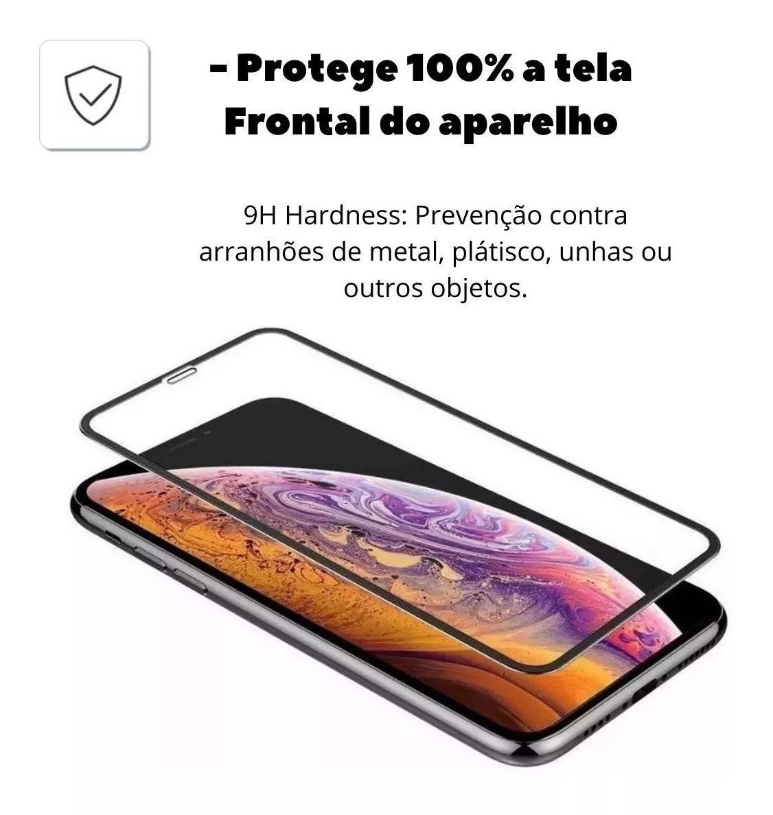 Pacote com 50 unidades Vidro Temperado 9D para iPhone Marcas Atacado