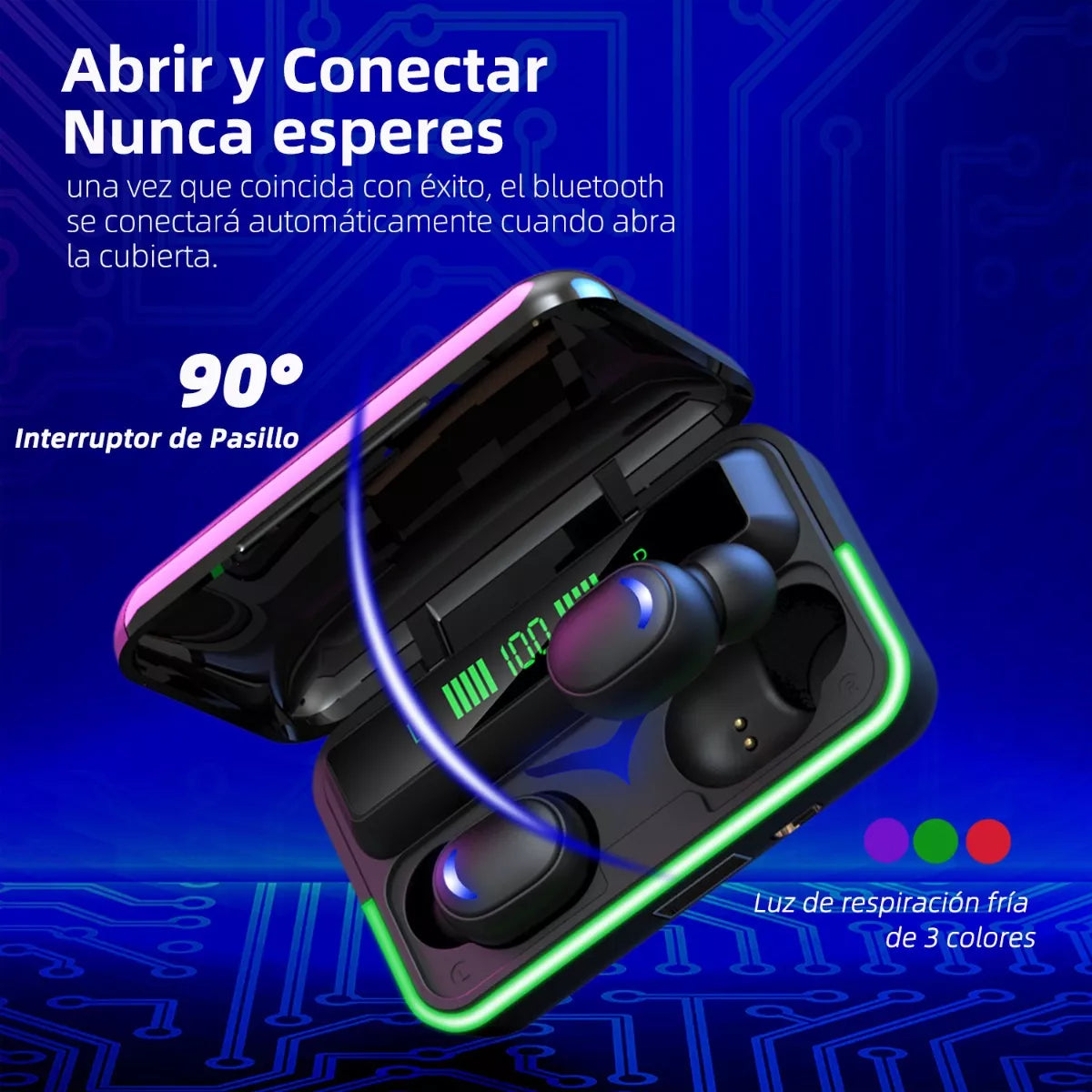 # 6uds Audífonos in-ear Gamer Audífonos inalámbricos Impermeable E10 Negro con luz LED