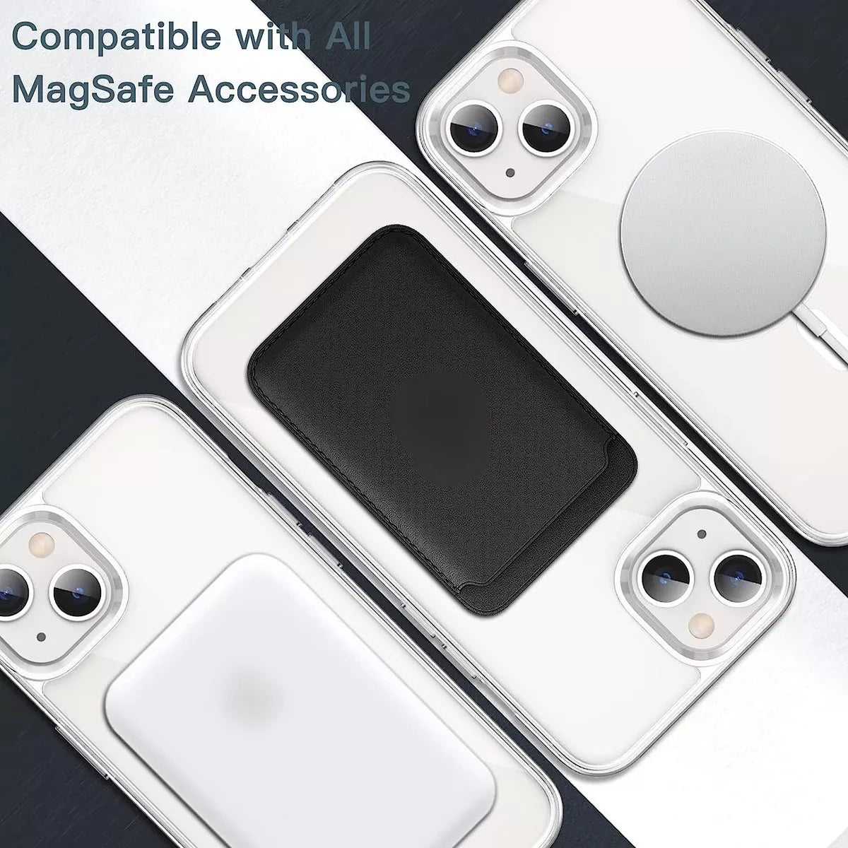 50 piezas Fundas Con Carga Inalámbrica Magsafe Transparente Con Diseño Liso Con Caja Para Apple iPhone, Carcasa Mayoreo Emprende Negocios