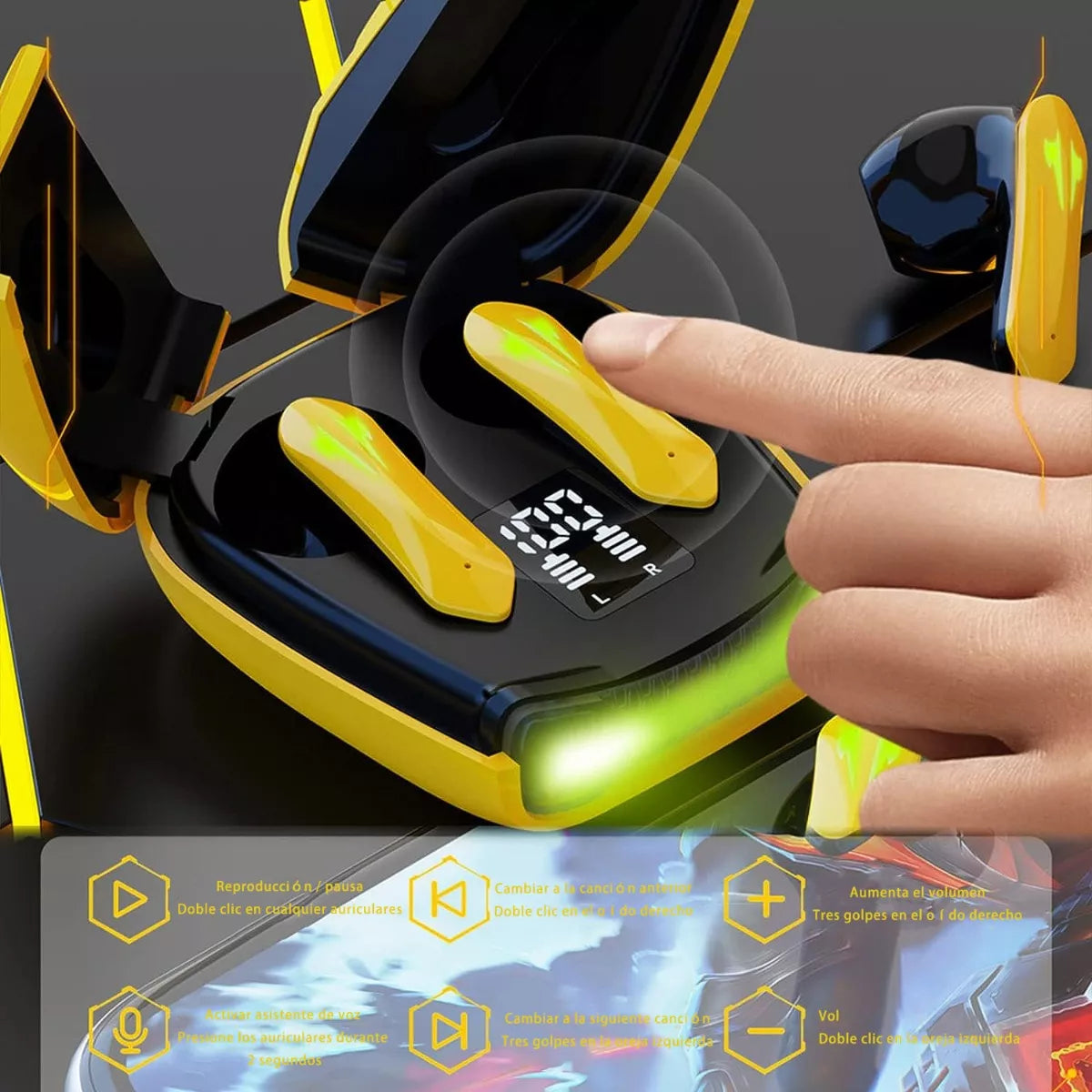 # Audífonos Bluetooth Inalámbricos Auricular in-ear Gamer earphone K35 Amarillo Abejorro Negocios Mayoreo