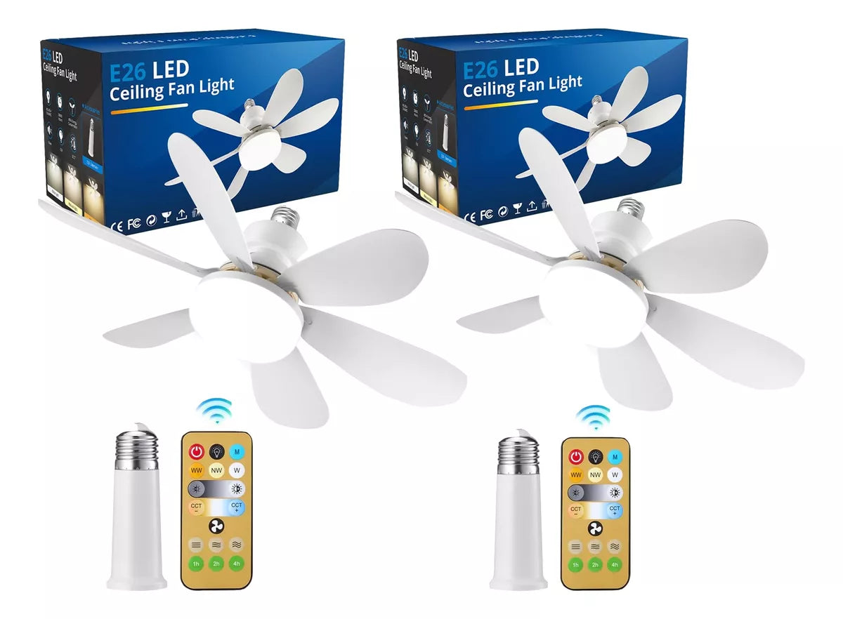 # 2piezas/3piezas Ventiladores De Techo Con Lampara Led 40w E27/26 52cm Diametro 3 Velocidades