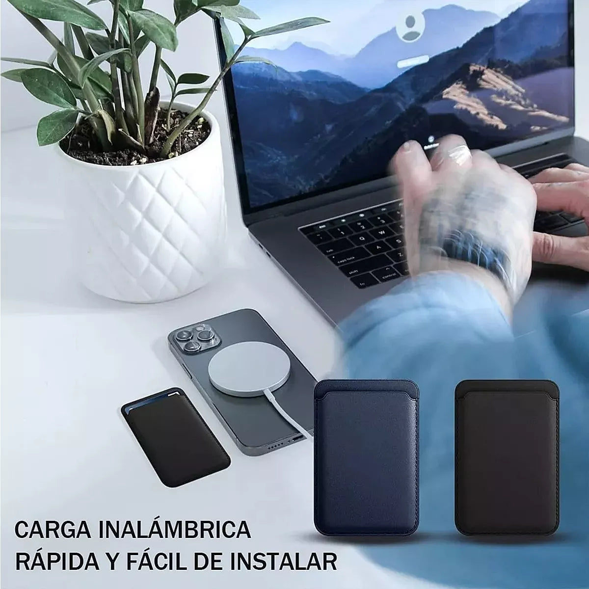 # Carteira magnética porta-cartões Carteira Magsafe de couro pu para iPhone