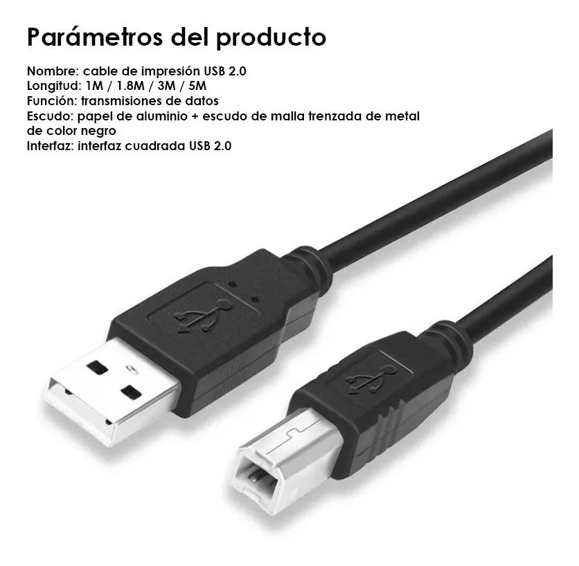 20/40piezas Cable De Impresora Universal 1.35m Usb 2.0 Hp/epson Calidad Mayoreo,