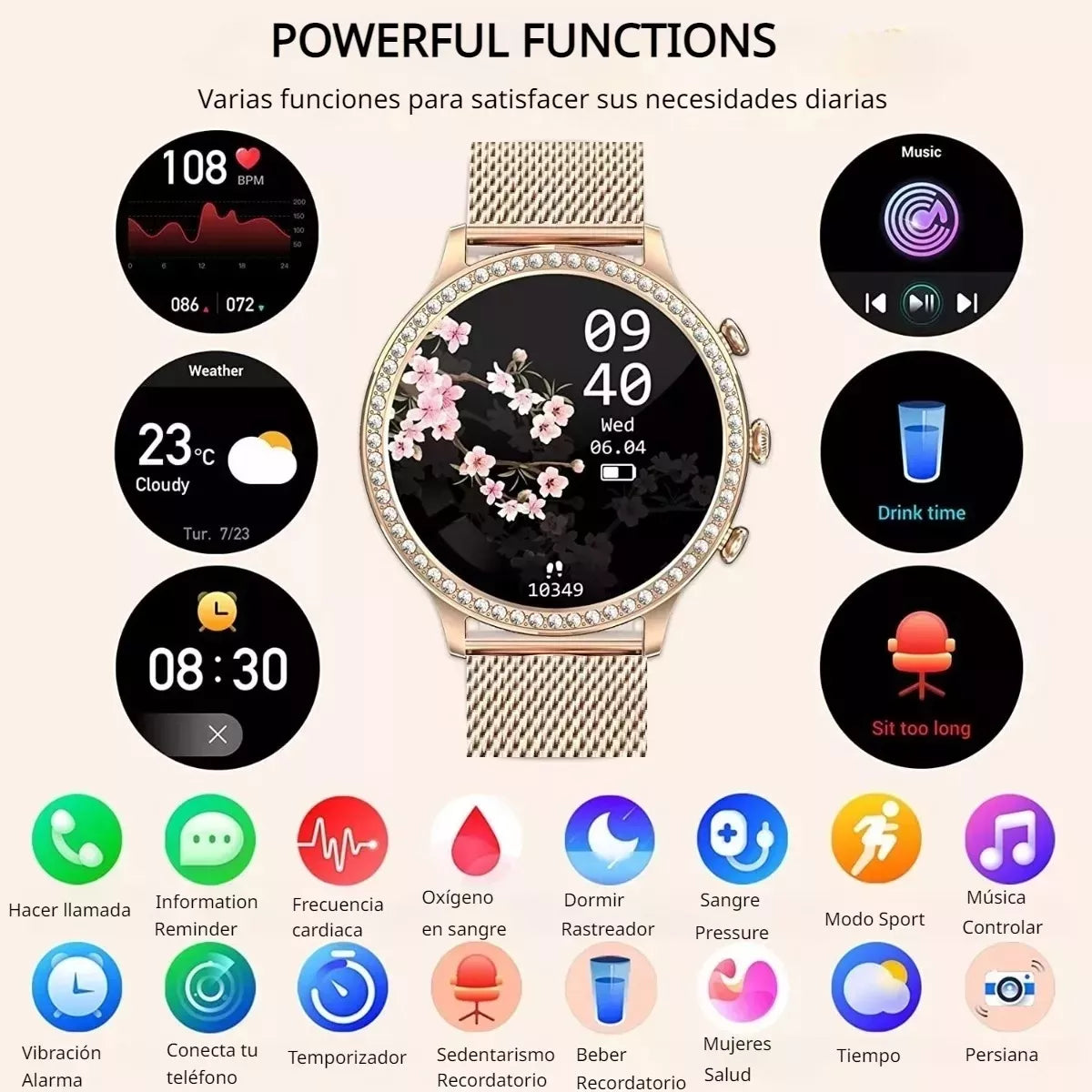 Smartwatch for Women Fitness Tracker Smart Watch, Respond/h