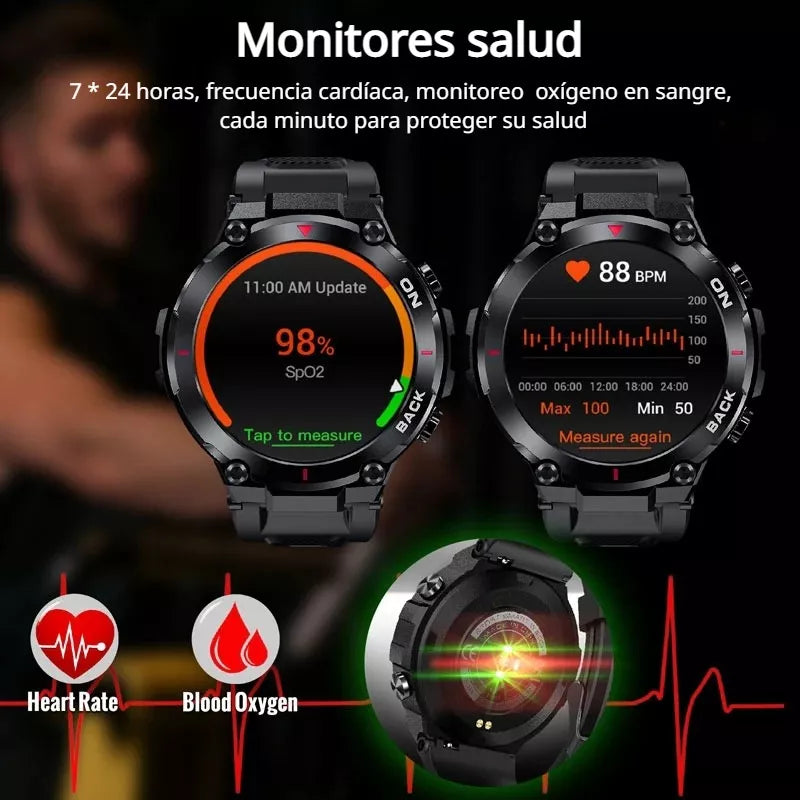 2pcs Smartwatches K37 5atm Gps Homens Relógios inteligentes à prova d'água