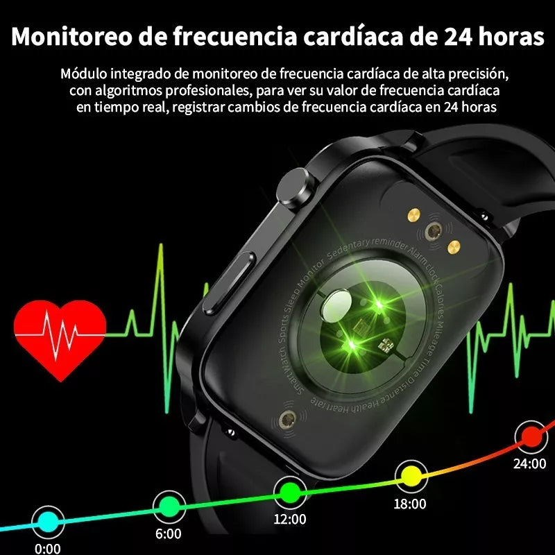 2uds Smartwatches F100 Reloj Inteligente Glucosa Ecg Salud Presión Arterial Hombre