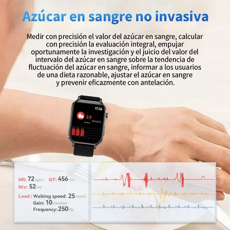 2uds Smartwatches F100 Reloj Inteligente Glucosa Ecg Salud Presión Arterial Hombre