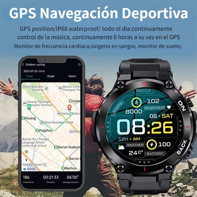 2pcs Smartwatches K37 5atm Gps Homens Relógios inteligentes à prova d'água