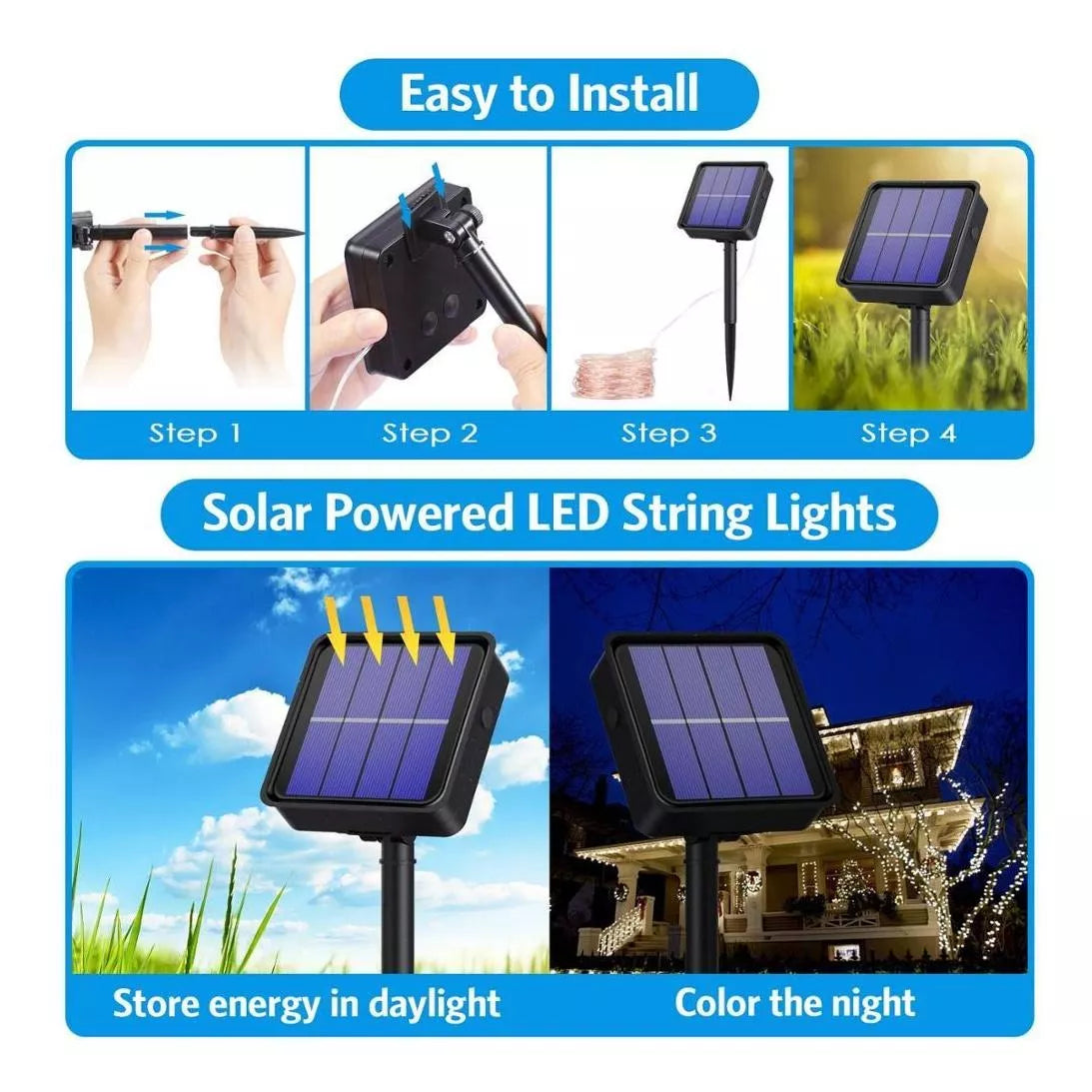 # 5 Solar Garland Strips Lights 22m Led Strip 8 Modes of Solar Lights for Outdoor Garden (1 strip of 22 meters)