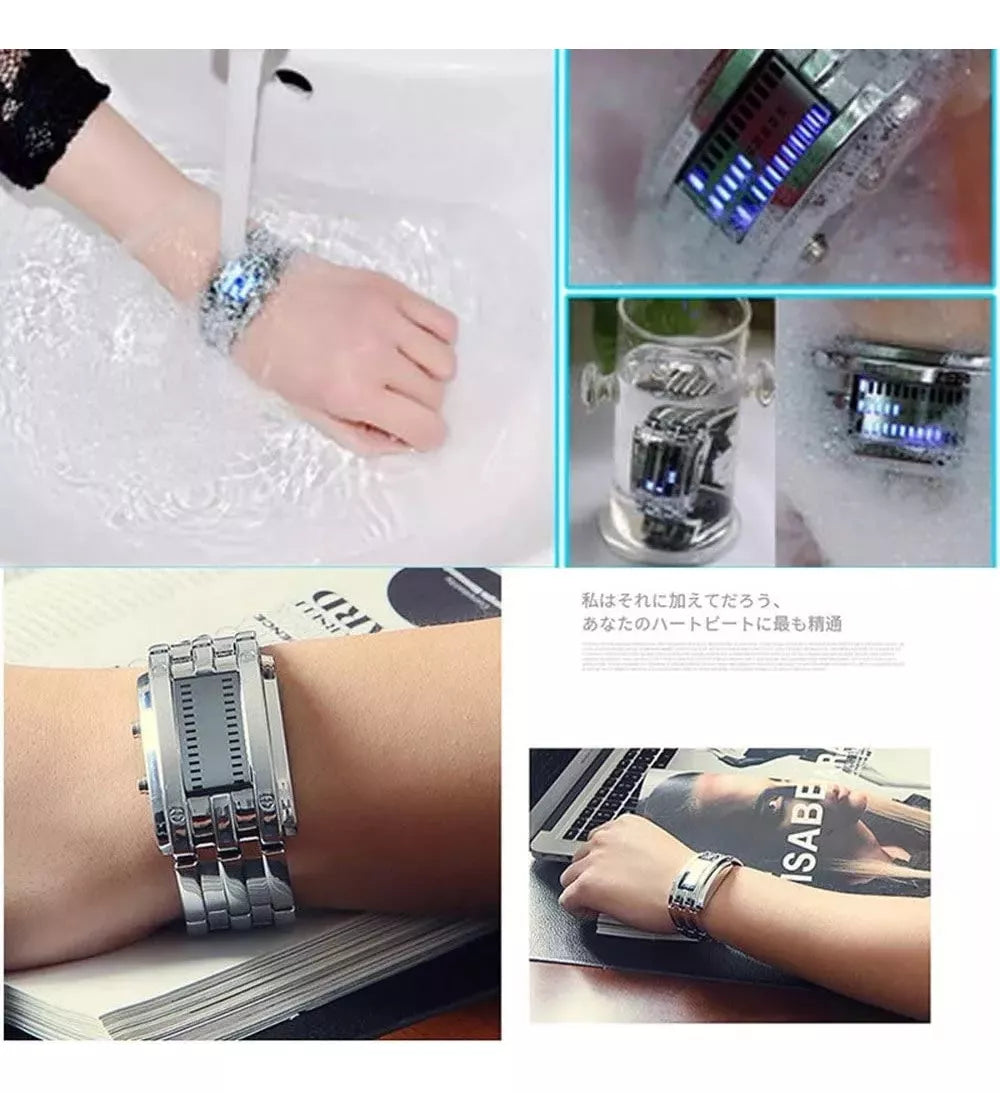 6uds/12uds Curioso Reloj Electrónico Binario Con Luz Led Elegante Hombre y Mujere Mayoreo