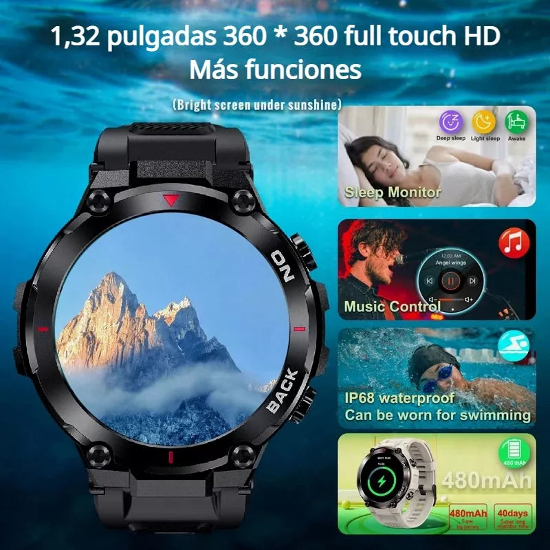 2pcs Smartwatches K37 5atm Gps Homens Relógios inteligentes à prova d'água