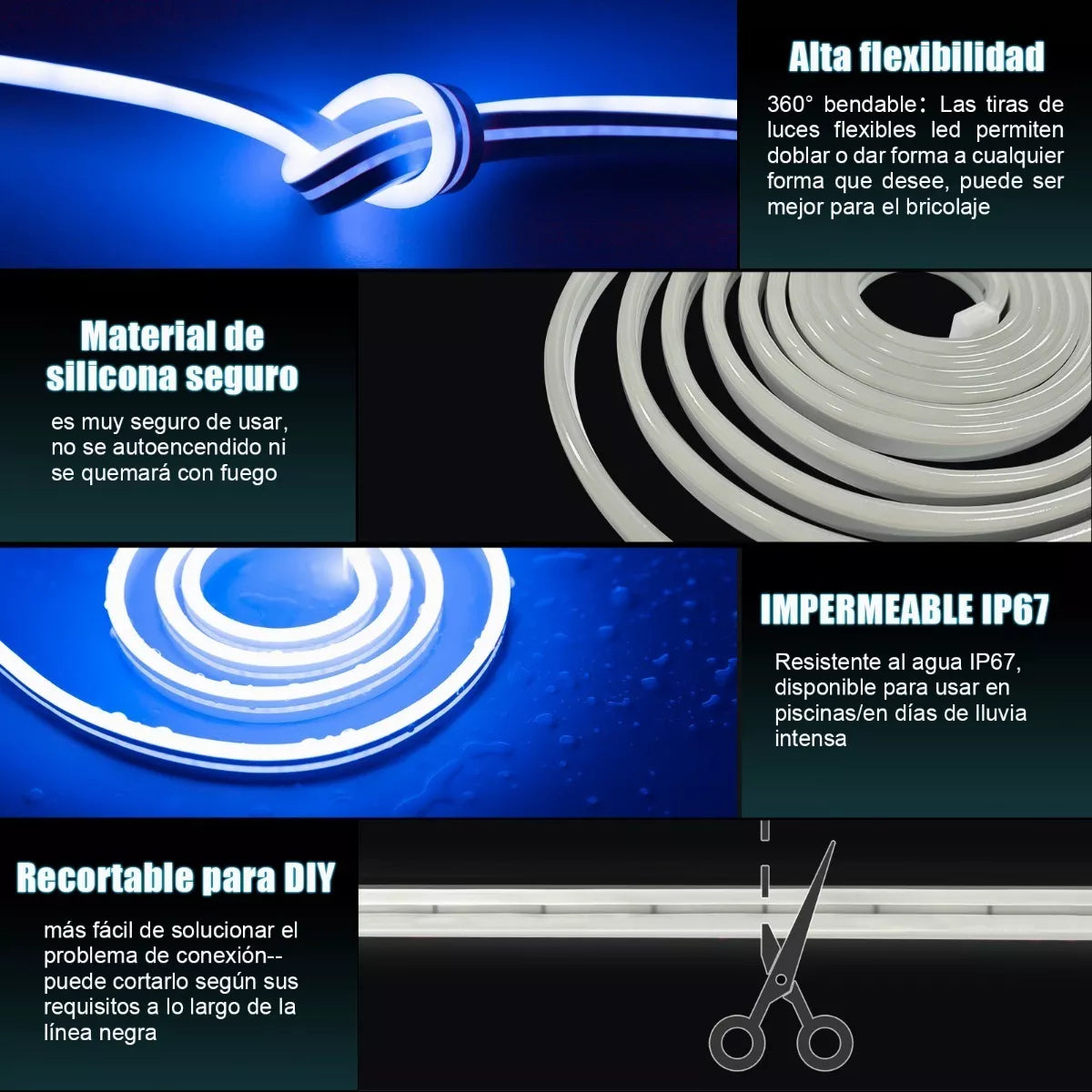 Tiras De Led Luz De Neón Flexible 30/m50m Manguera Con Fuente 12v