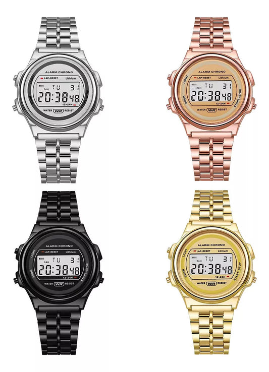 # 10 units/20 units Steel Strap Led Electronic Watches Round Gift Wholesale