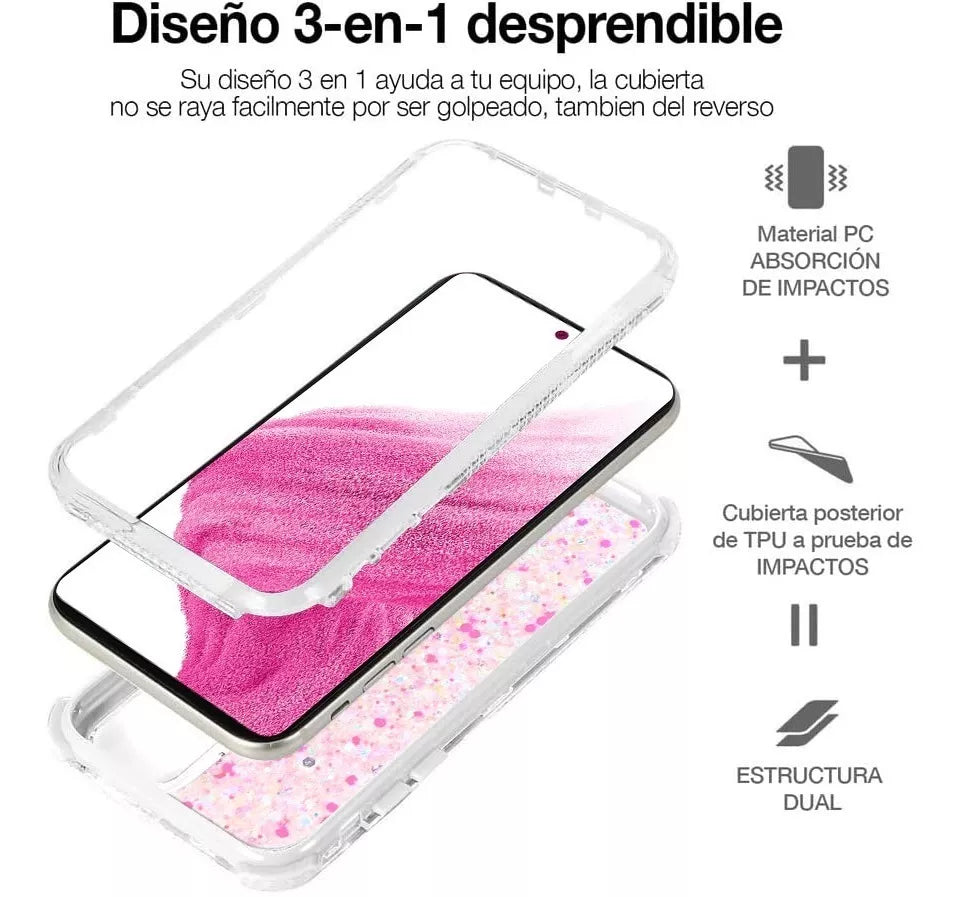 # Fundas Samsung Uso Rudo Tres Piezas Mujer Brillantes 360