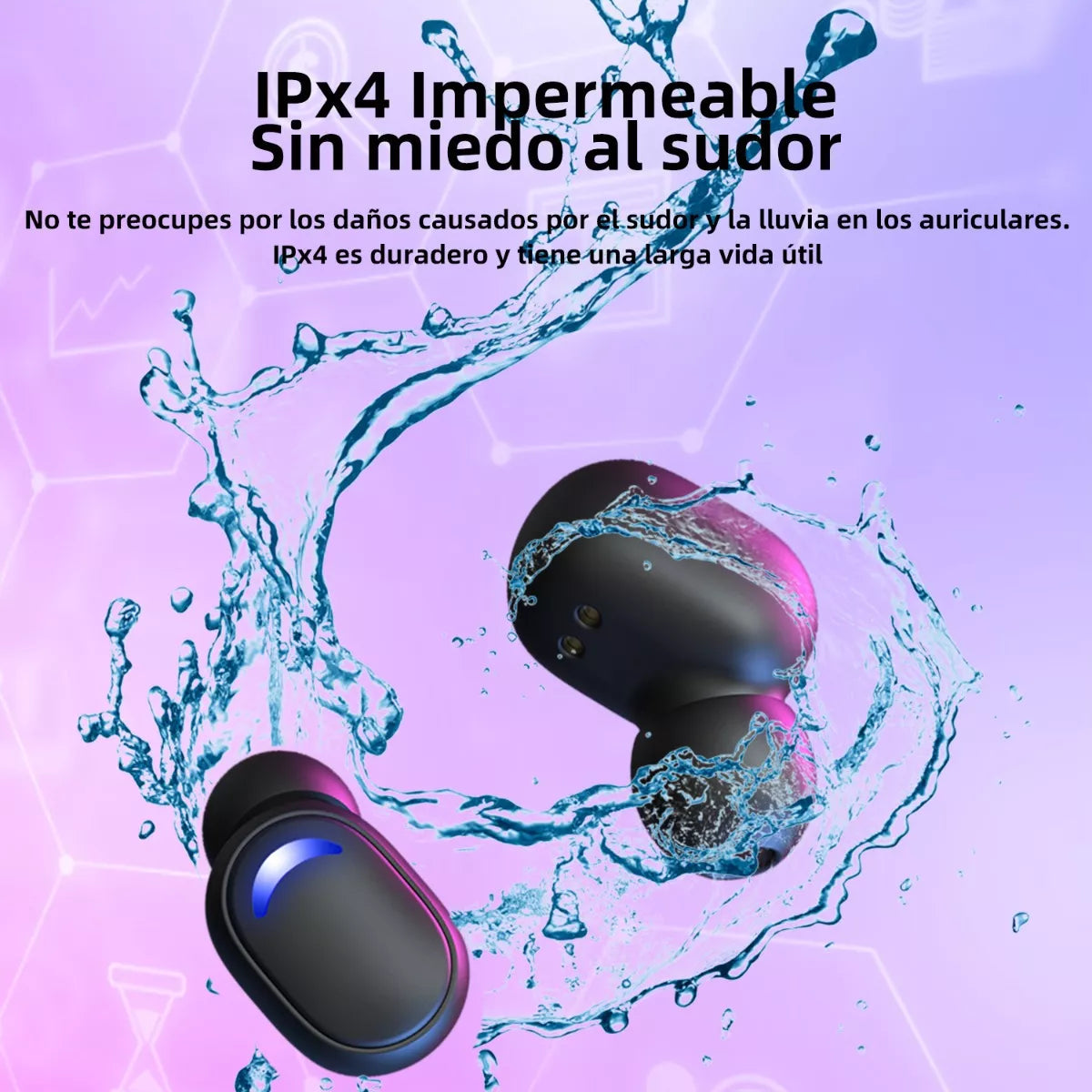 # 6uds Audífonos in-ear Gamer Audífonos inalámbricos Impermeable E10 Negro con luz LED