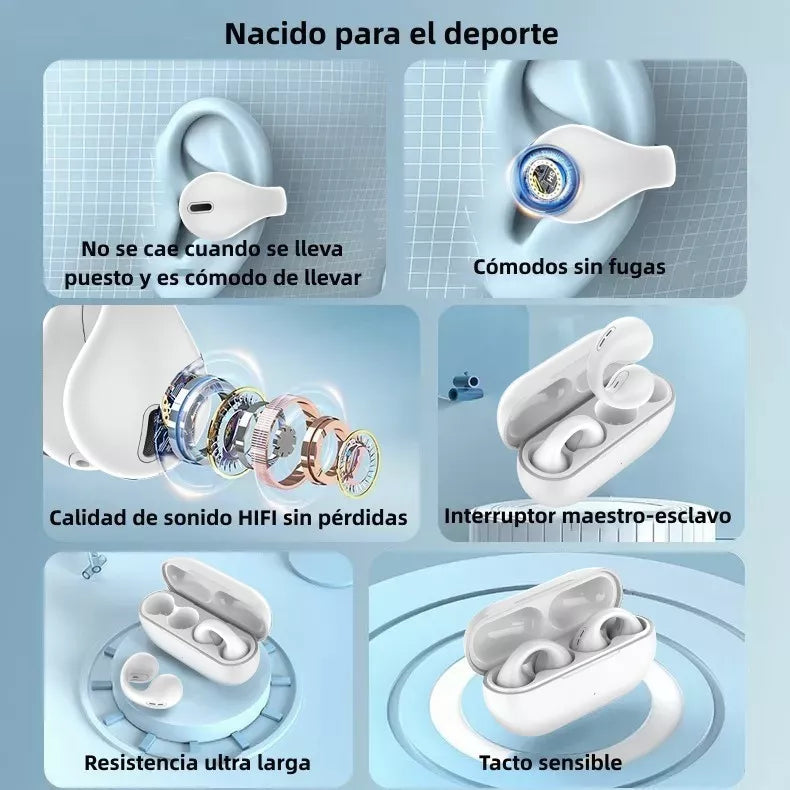 6uds Audífonos Bluetooth Inalámbricos con Clip TWS Mayoreo