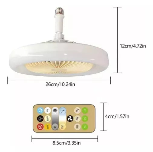 # 1 Ventiladores Lampara Inteligente Multifunción Luz Led 3 Tonos Foco Led De 30 W E27/e26