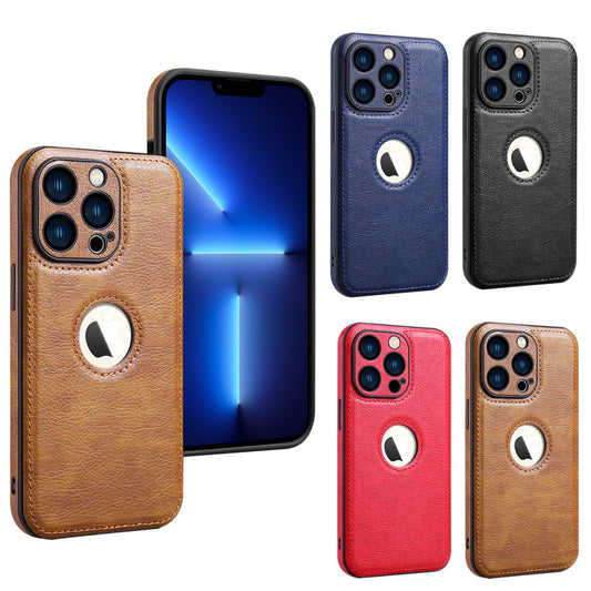 Fundas Para iPhone Tipo Piel Leather Case  Orificio de Precisión Protector