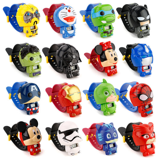 # Relojes infantiles Anime Relojes Retráctiles Iron Man Spider-Man juguetes Regalos