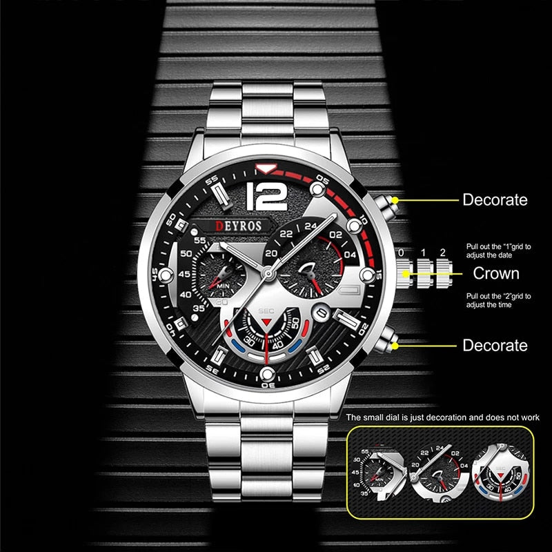 7 pieces Men's Watches Automatic Quartz Movement Gift Wholesale