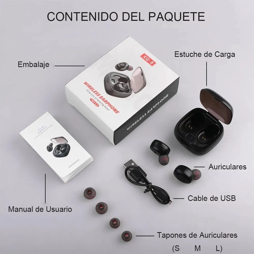 Audífonos XG-8 in-ear gamer inalámbricos negro Mayoreo, 10 Unidades