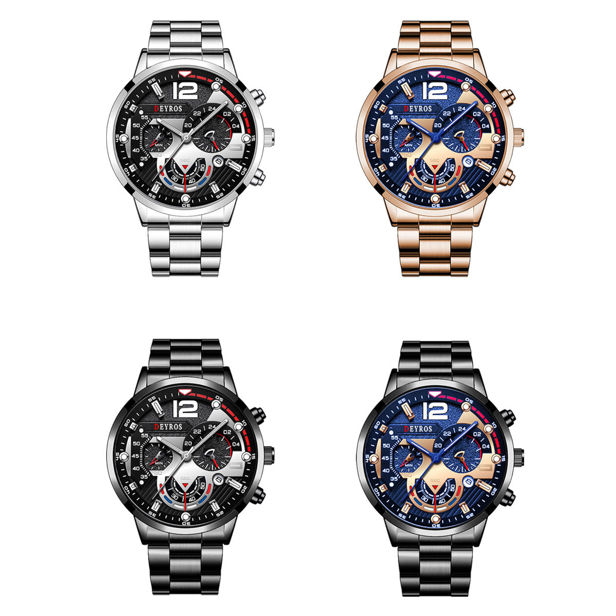 4/8pcs Men's Watches Automatic Quartz Movement Gift Wholesale