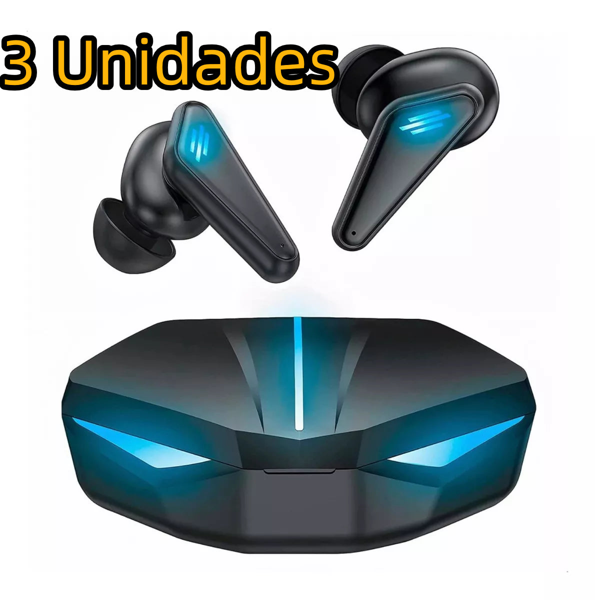 3 Unidades Fones de ouvido in-ear Jogador Sem fio Manta Escura K55 Preto