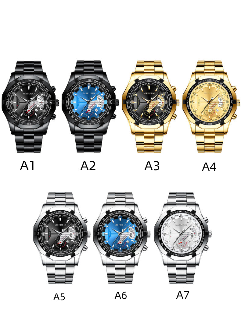 Watches 7 Pieces M1122 Brand New with Metal Strap Date for Men Wholesale