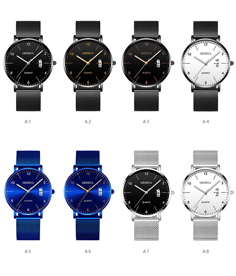 Relojes 8piezas Cuarzo Calendario Deportivo Impermeable Moda Hombres Mayoreo