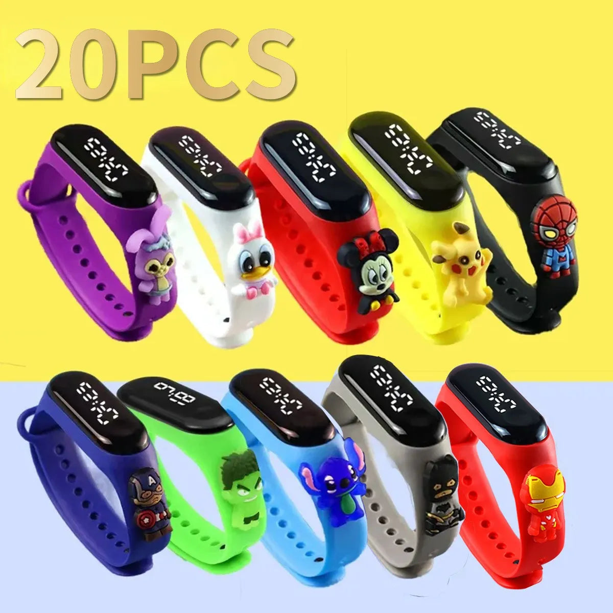 20/40/50/70/100 Piezas Relojes Infantil Led Pulsera Dibujos Regalo Fiesta Mayoreo