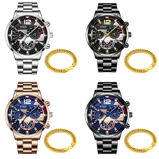 (8pcs Watches + 8pcs bracelet) Men's Automatic Movement Quartz Gift Wholesale