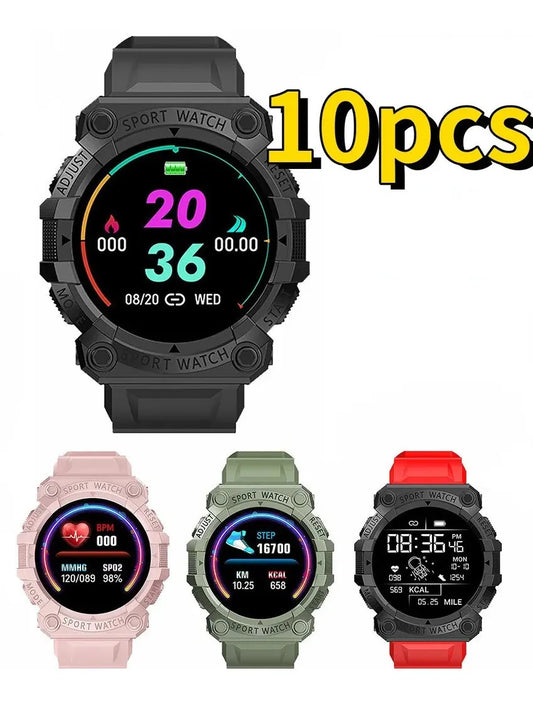 Kit 10 Smartwatches Fd68 presente Bluetooth tela Redonda Atacado