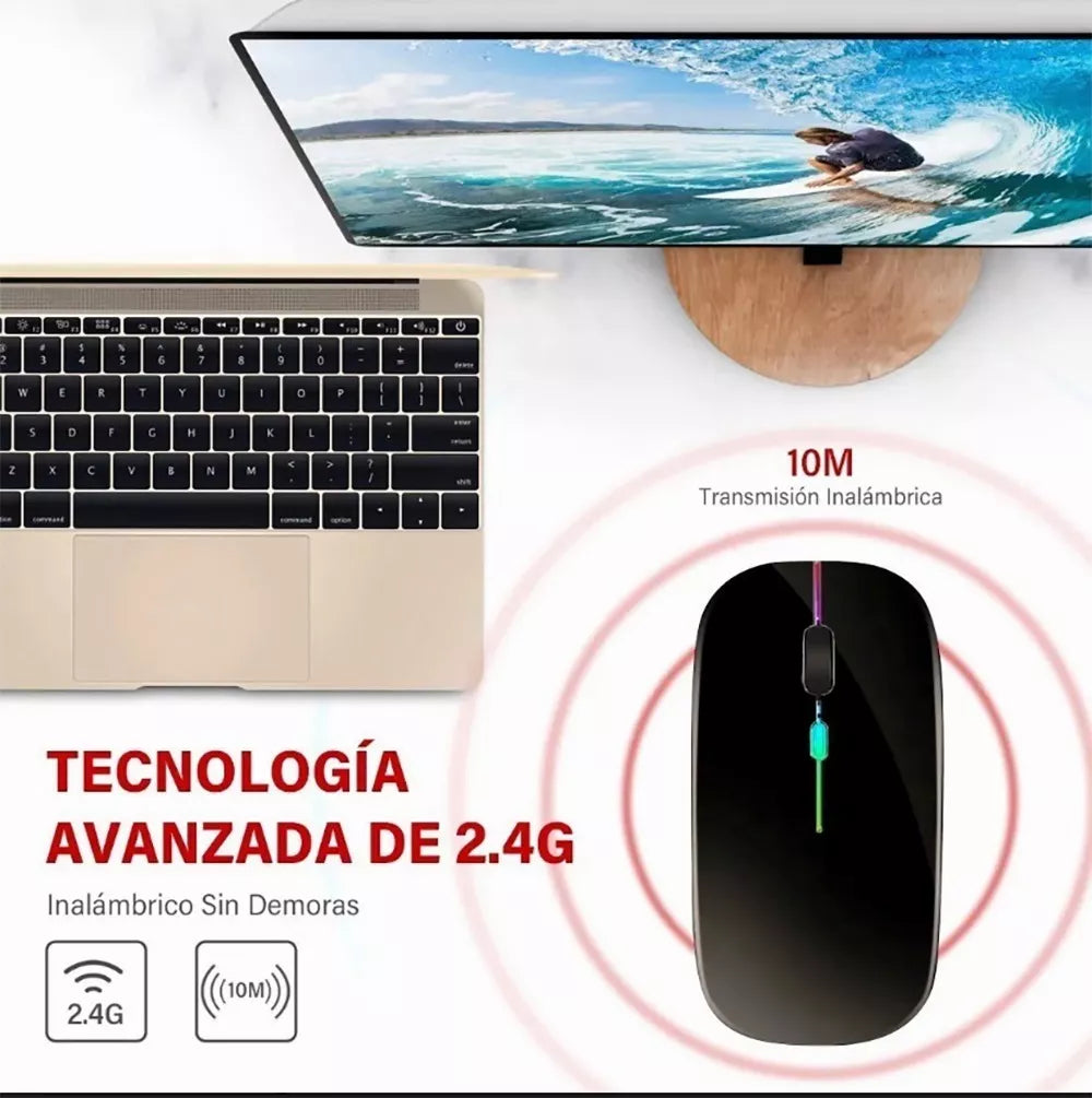 4/10piezas Mouse Silencioso Inalámbrico Recargable Portátil 2.4g Ratón