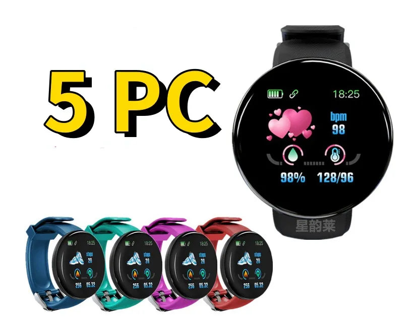 Kit 5/Kit 10 Smartwatches D18 Relógio Bluetooth com tela Redonda Atacado