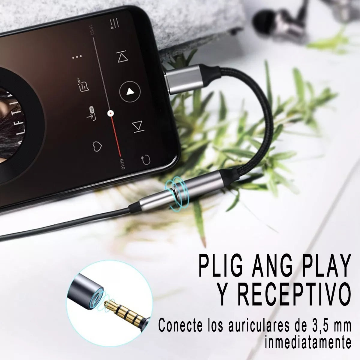 Adaptador Usb 3.1 Tipo-c A Auxiliar 3.5 Audifono Micrófono Mayoreo 10/20/30piezas