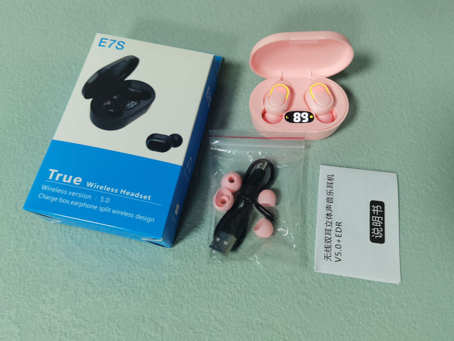 10pzs Audífonos in-ear Gamer Música Inalámbricos E7s negro Mayoreo