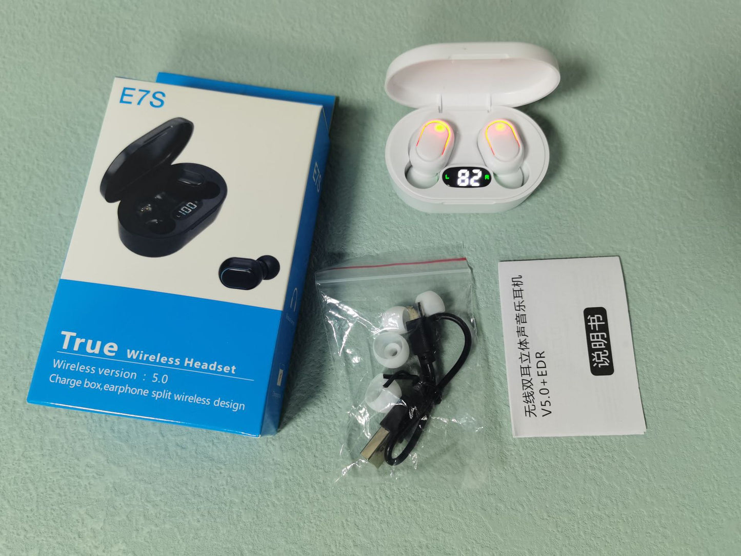 10pzs Audífonos in-ear Gamer Música Inalámbricos E7s negro Mayoreo